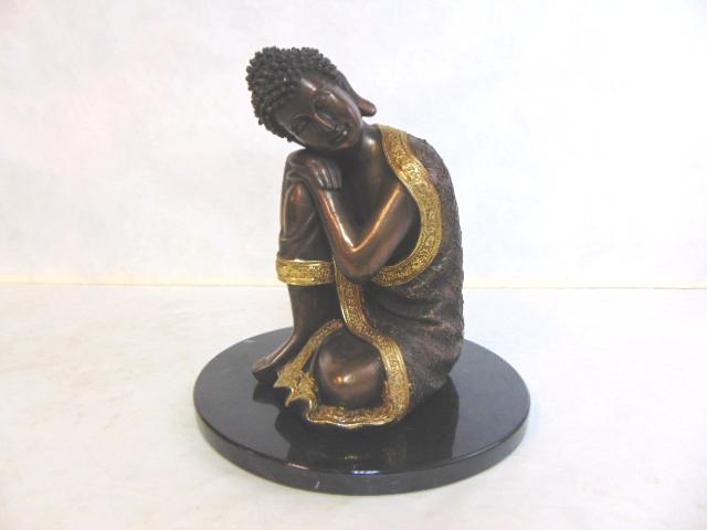 FENG SHUI RESTING BUDDHA STATUE W/ BRONZE FINISH (1 of 5)