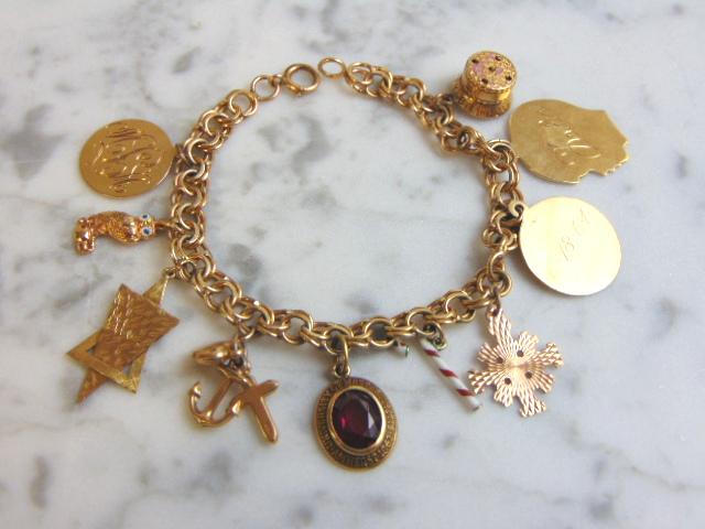 Womens Vintage Estate 14k Charm Bracelet (1 of 4)