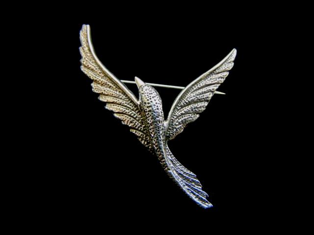 Womens Vintage Estate Sterling Silver Bird Brooch (1 of 2)