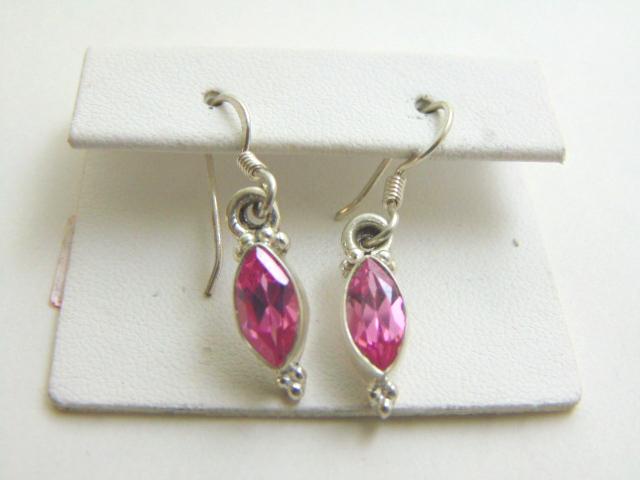 Womens Sterling Silver Dangle Earrings w/ Rose Quartz (1 of 3)