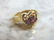 Womens 14K Yellow Gold Heart Tourmaline Diamond Ring - 4