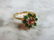Womens 14K Gold Ring w/ Emerald & Rhodolite Stones - 4
