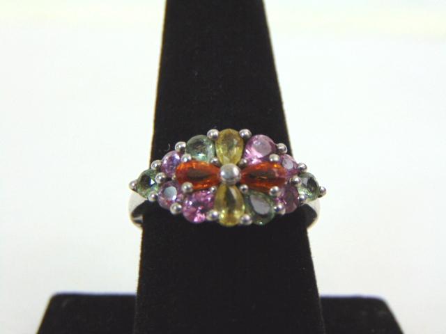 Womens Vintage Sterling Silver Ring w/ Multi Stones (1 of 4)