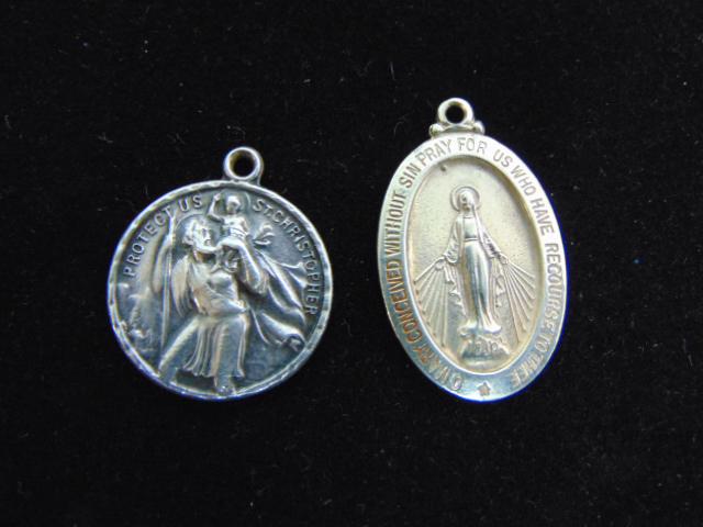2 Vintage Estate Sterling Silver Religious Pendant (1 of 2)