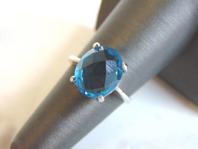 Womens Vintage Estate Sterling Silver Blue Zircon Ring (1 of 4)