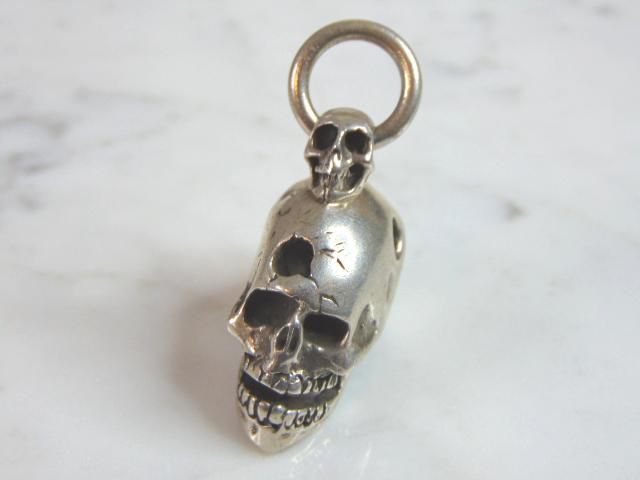 Mens Vintage Estate Sterling Silver Skull Pendant (1 of 3)