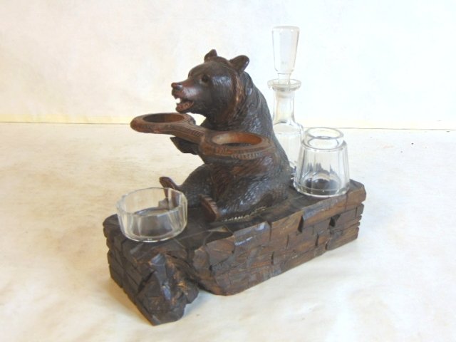 ANTIQUE CARVED BLACK FOREST BEAR DESK SET (1 of 6)