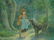 ANTIQUE LITTLE RED RIDING HOOD PRINT LITHO W/ OAK FRAME - 2