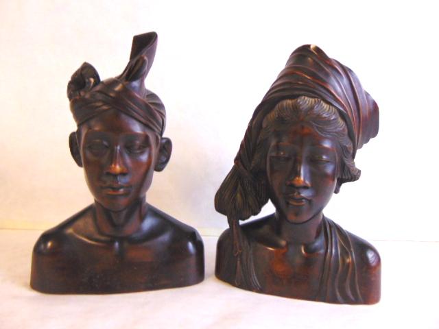 Pr Hand Carved Balinese Figures Signed Afatimah (1 of 4)