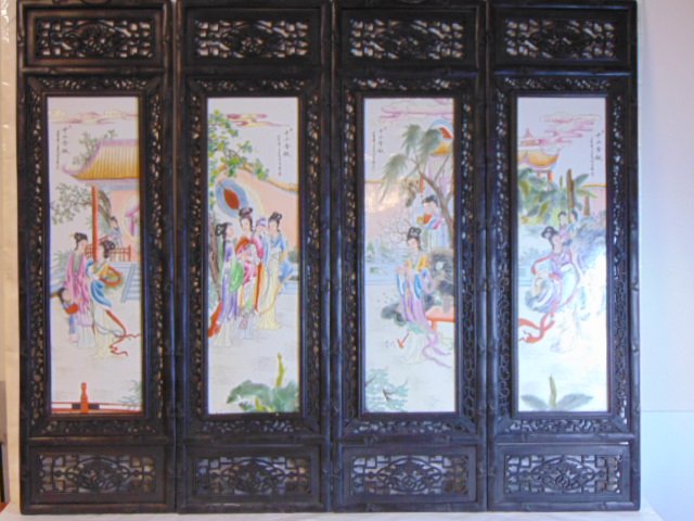 VINTAGE HAND PAINTED CHINESE PORCELAIN PANELS (1 of 14)