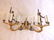 Pr Antique French Rococo Brass Cherub Wall Sconces