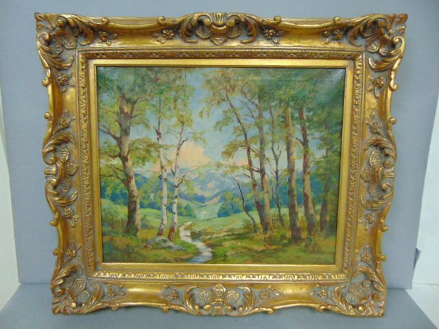 VINTAGE ANTIQUE LANDSCAPE PAINTING SCENE R. GERSON (1 of 7)