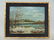 ANTIQUE OIL ON BOARD PAINTING OF A WINTER LAKE SCENE