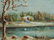 ANTIQUE OIL ON BOARD PAINTING OF A WINTER LAKE SCENE - 3