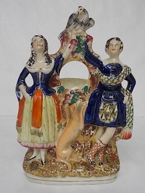 ANTIQUE 19TH C. STAFFORDSHIRE WALL POCKET W/ DOG (1 of 5)