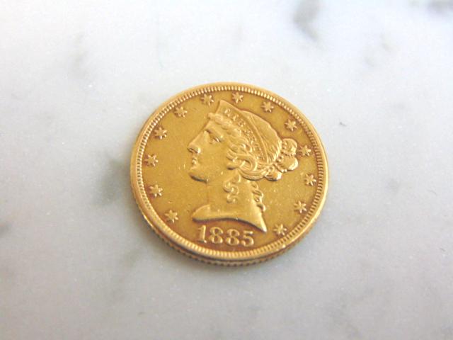 Antique Estate Find 1885 U.S. $5 Gold Liberty Coin (1 of 2)