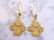Womens Vintage Estate 14k Gold Lotus Flower Earrings