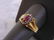 Womens Vintage Estate 14k Gold Garnet & Diamond Ring - 2