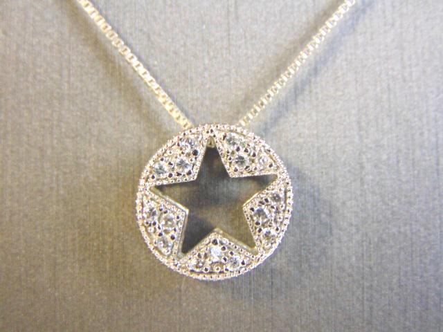 Womens Vintage Estate Star CZ Stone Pendant W/ Necklace (1 of 3)