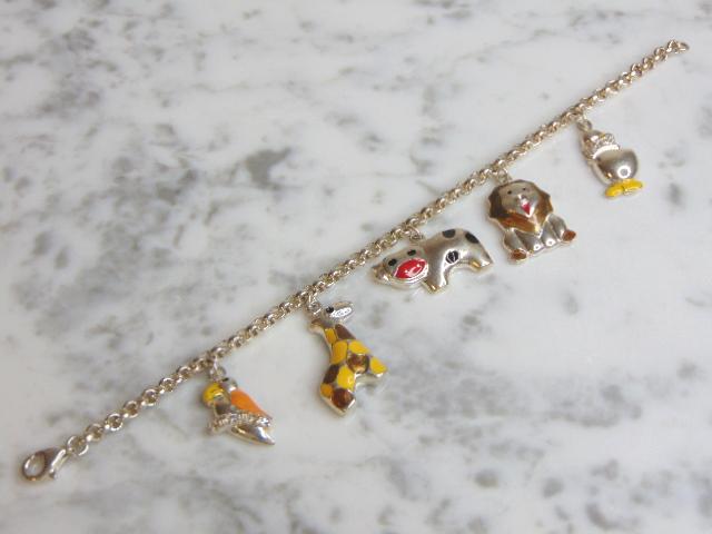 Womens Vintage Sterling Silver Animals Charm Bracelet (1 of 3)