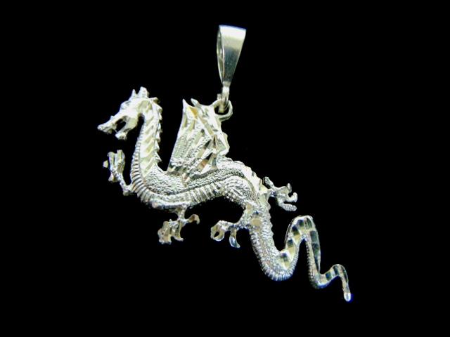 Vintage Estate Sterling Silver Chinese Dragon Pendant (1 of 2)