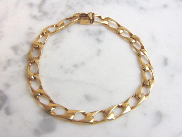 Mens Vintage Estate 14K Yellow Gold Chain Bracelet (1 of 3)