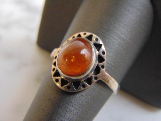 Womens Sterling Silver Ring w/ Citrine or Amber Stone (1 of 4)