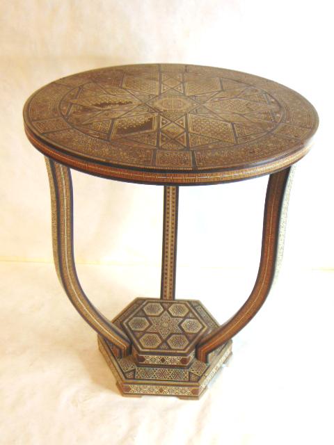 VINTAGE ANTIQUE DAMASCUS INLAID SIDE TABLE (1 of 8)