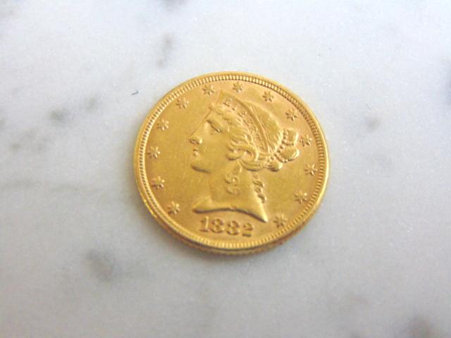 Antique Estate Find 1882 U.S. $5 Gold Liberty Coin (1 of 2)