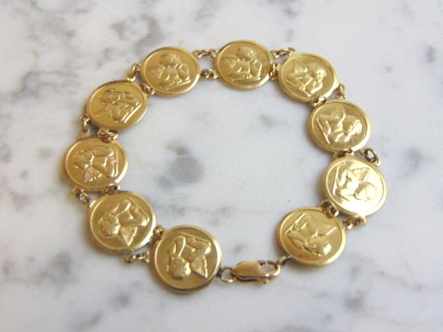 Womens Vintage Estate 14K Gold Cherub Angel Bracelet (1 of 3)
