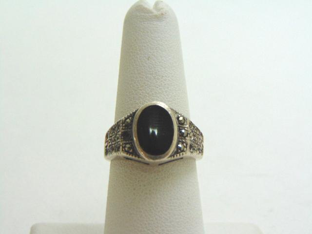 Womens Vintage Sterling Silver Ring w/ Marcasite (1 of 5)