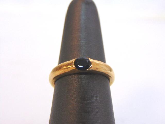 14K Yellow Gold Band Ring w/ Blue Sapphire Stone (1 of 5)