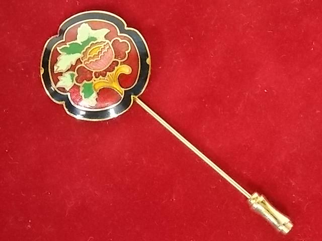 Asian Decorative Enamel Lotus Flower Stick Pin (1 of 3)
