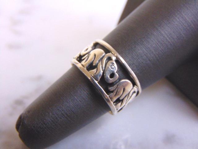Womens Vintage Estate Sterling Silver Elephant Ring (1 of 4)