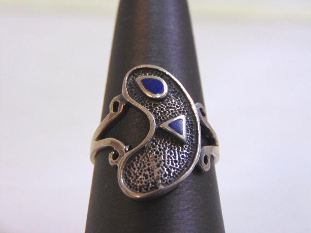 Sterling Silver Modern Abstract Lapis Lazuli Ring (1 of 4)