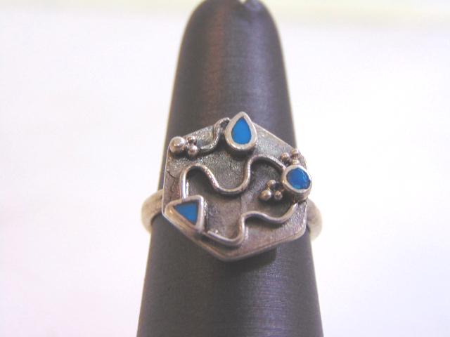 Sterling Silver Modern Abstract Turquoise Ring (1 of 5)