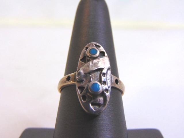 Sterling Silver Modern Abstract Turquoise Ring (1 of 5)