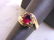 Womens Vintage 14k Yellow Gold Diamond & Garnet Ring