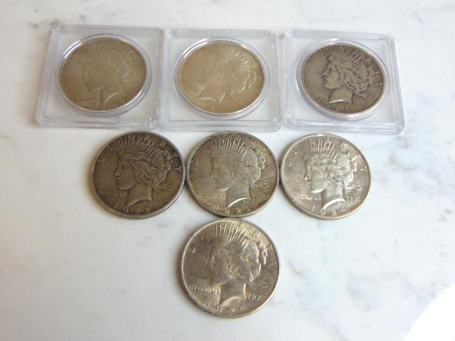 ESTATE FIND LOT OF 9 PEACE SILVER DOLLARS (1 of 2)