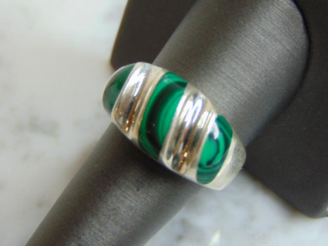 Mens Sterling Silver Malachite Ring (1 of 4)