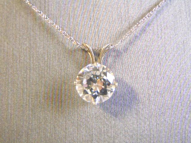 Womens Sterling Silver Necklace W/ CZ Crystal Pendant (1 of 3)