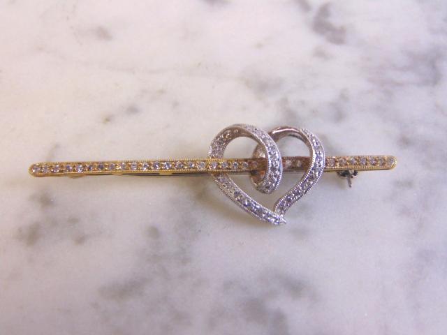 Womens Vintage Estate Sterling Silver Heart Brooch (1 of 2)