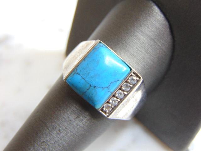 Womens Vintage Sterling Silver Turquoise Stone Ring (1 of 4)