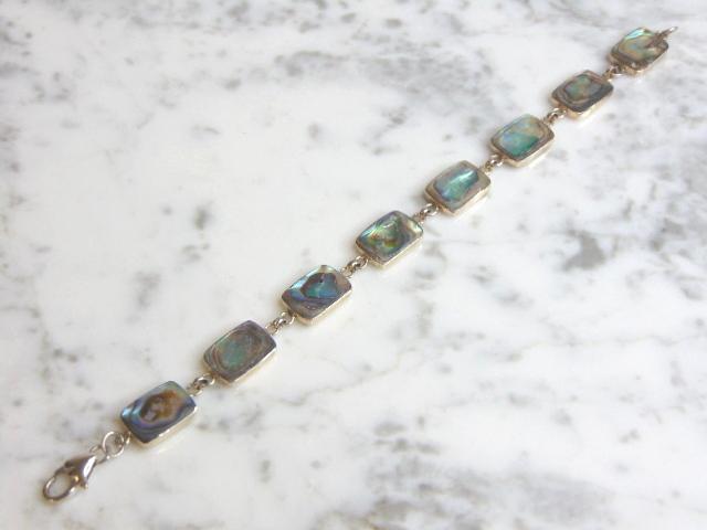 Womens Vintage Sterling Silver Mother of Pearl Bracelet (1 of 3)