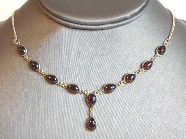 Womens Vintage Estate Sterling Silver Garnet Necklace (1 of 2)
