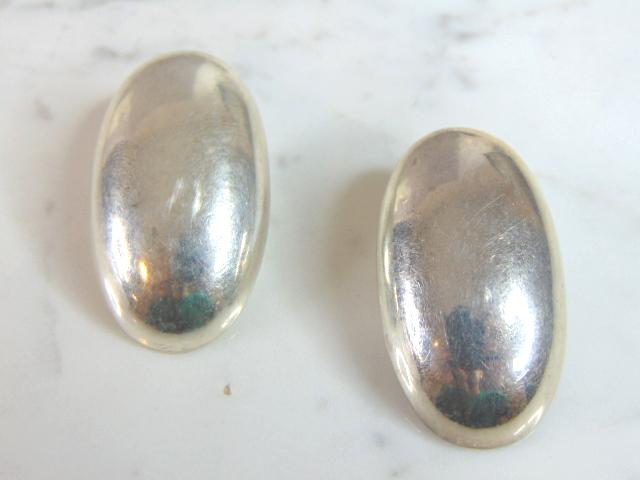 Womens Vintage Estate Sterling Silver Clip On Earrings (1 of 2)