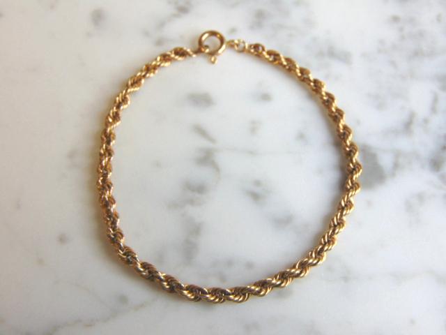 Women's Vintage Estate 14K Yellow Gold Rope Bracelet (1 of 1)