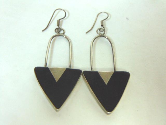 Womens Sterling Silver & Black Onyx Dangle Earrings (1 of 3)