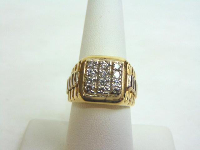 14K Mens Yellow & White Gold Ring w/ Diamonds (1 of 5)