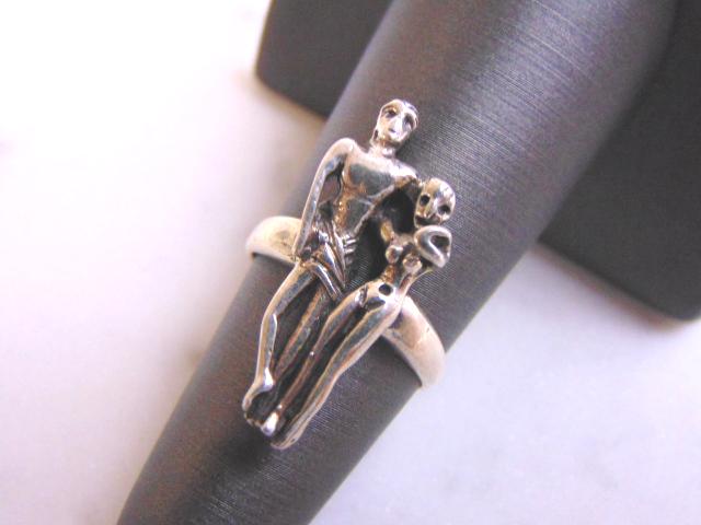 Women's Vintage Sterling Silver Gothic Skeletons Ring (1 of 3)